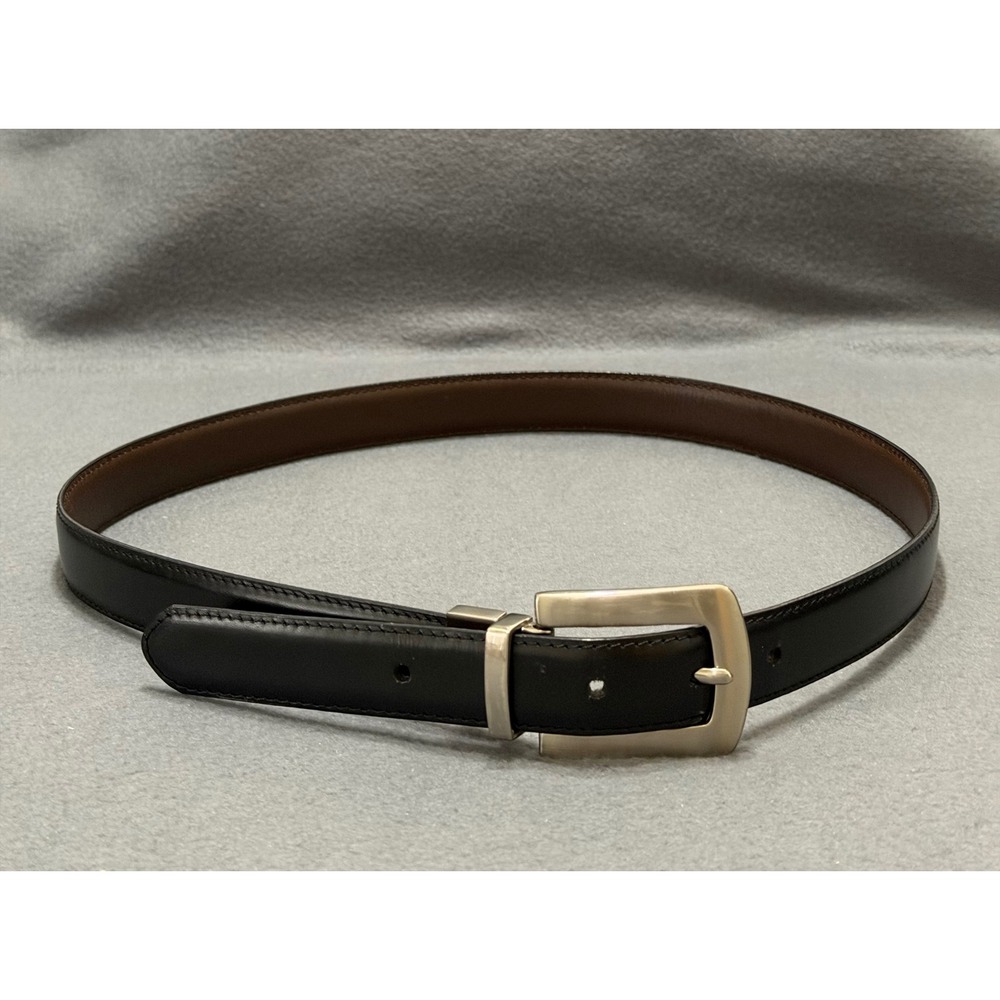 Mens sz M Reversible Leather Dress Beltβ Black Brown Swivel Buckle Size Medium
